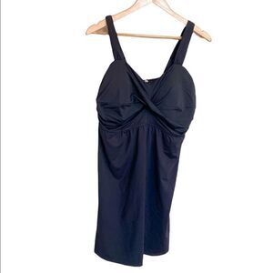 Lands End Swim Dress Black Bathing Suit 16D
